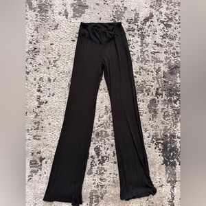 Fashion Nova Black Ribbed Flare Pants High Waisted Stretch Size Small